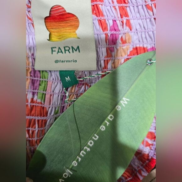 Farm Rio Mixed Birds Puff-Sleeve Smocked Crop Top NWT Size Medium - Picture 6 of 6